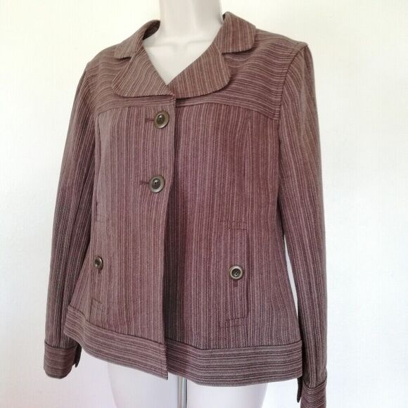 Christopher & Banks Women's Size S Cotton Stretch Brown 2-Button Twill Blazer - Picture 5 of 12